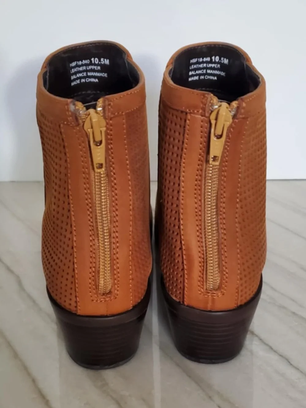 David Tate Kaci Womens Brown Leather Ankle Boots Stacked Heel